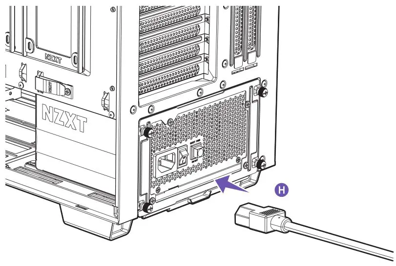 NZXT C Series ATX Power Supply C650 or C750 or C850 - Connect the AC power cord to the wall
