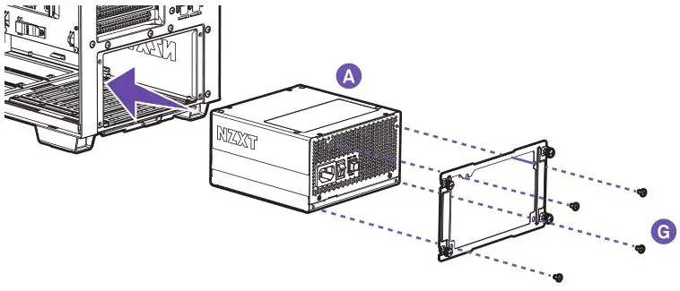 NZXT C Series ATX Power Supply C650 or C750 or C850 - Install the power supply into the case