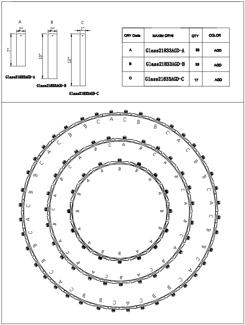 MAXIM LIGHTING 21835AGDBZ Warren 9 Light Pendant - FIGURE 3