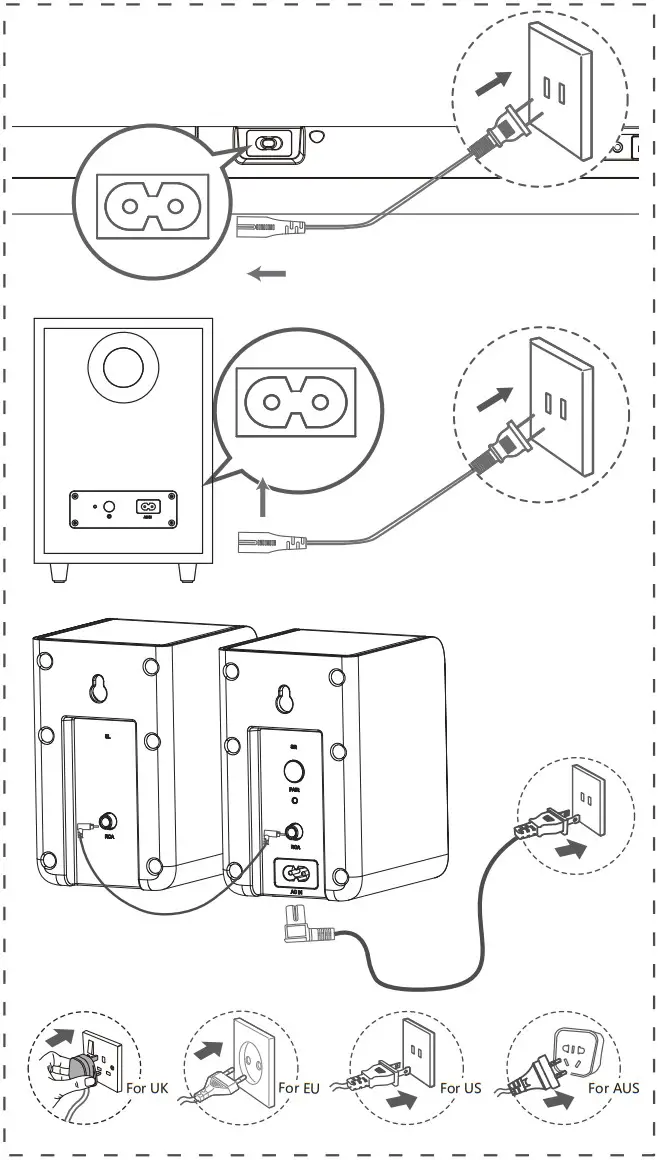 Hisense AX5100G 51CH Soundbar with Wireless Subwoofer - mains cable