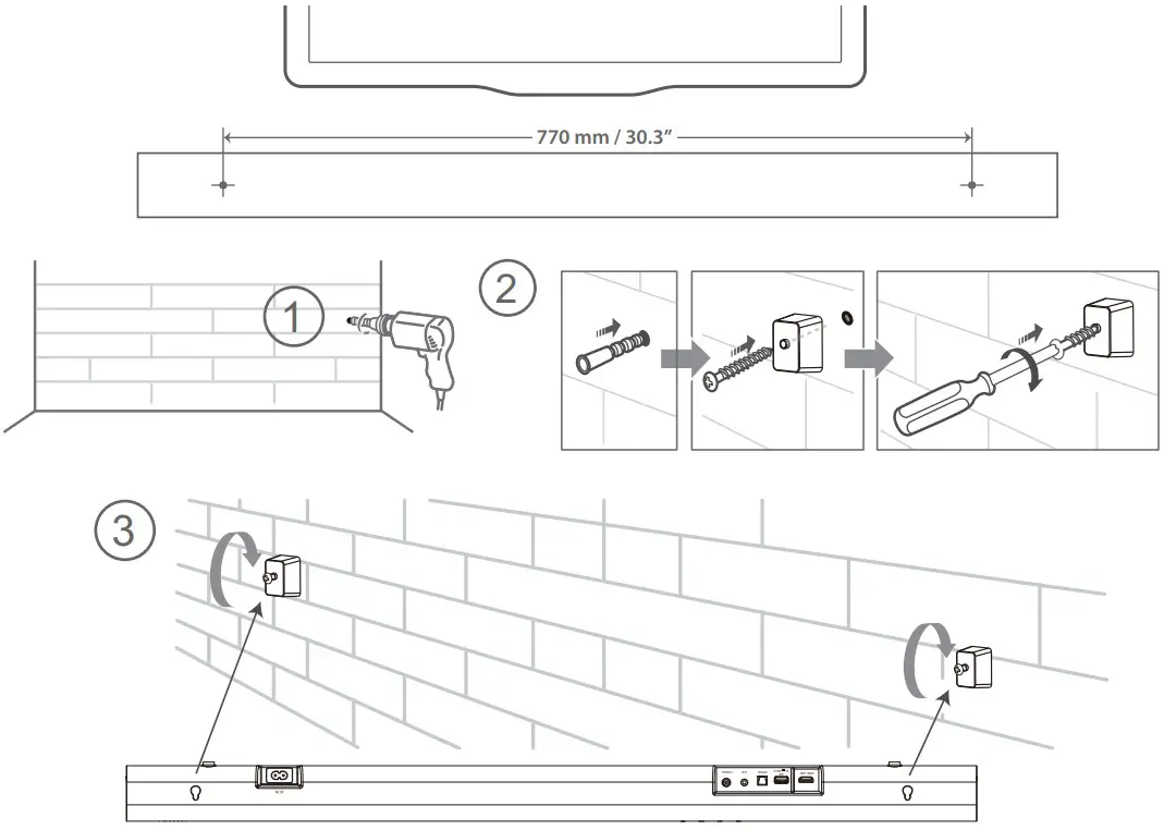 Hisense AX5100G 51CH Soundbar with Wireless Subwoofer - mounting height