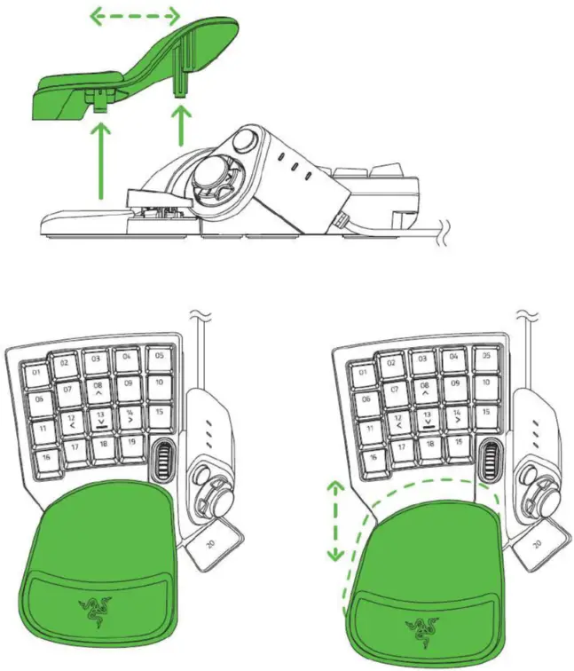 RAZER Tartarus V2 Gaming Keypad - ADJUSTING THE PALM REST