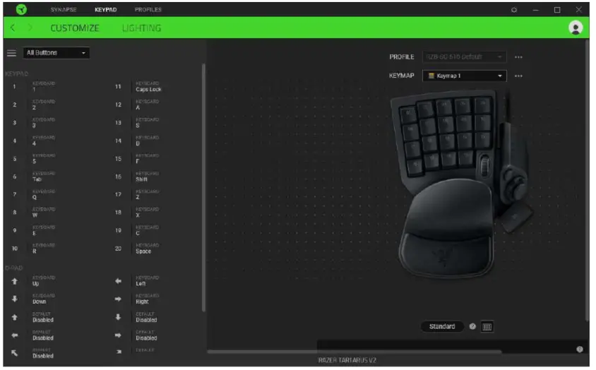 RAZER Tartarus V2 Gaming Keypad - Sidebar