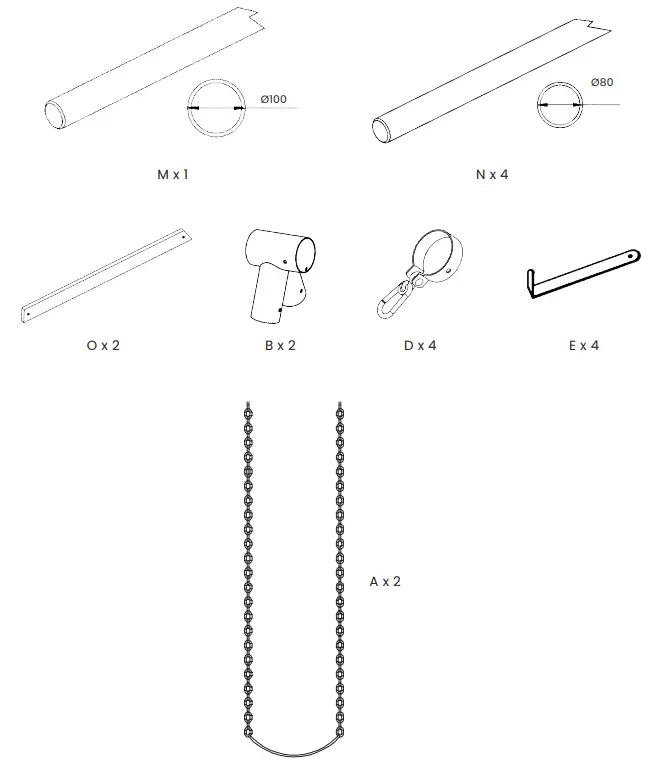 LSK Amber 3 Double Belt Timber Swing Set - COMPONENTS
