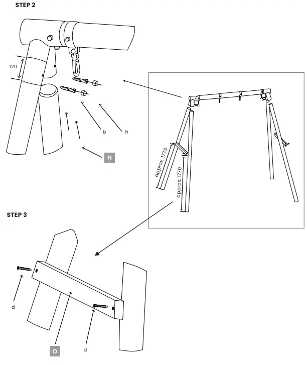LSK Amber 3 Double Belt Timber Swing Set - SET UP 2