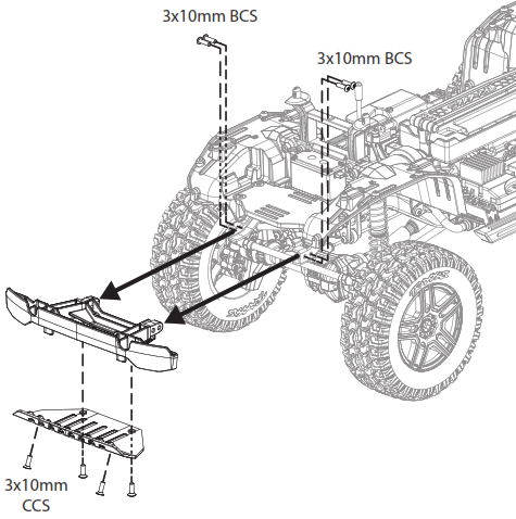 TRAXXAS Front Bumper Winch Fairlead - Remove the front skid 1