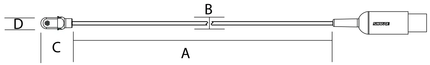 SHURE DL4 DuraPlex Lavalier Microphones - Dimensions
