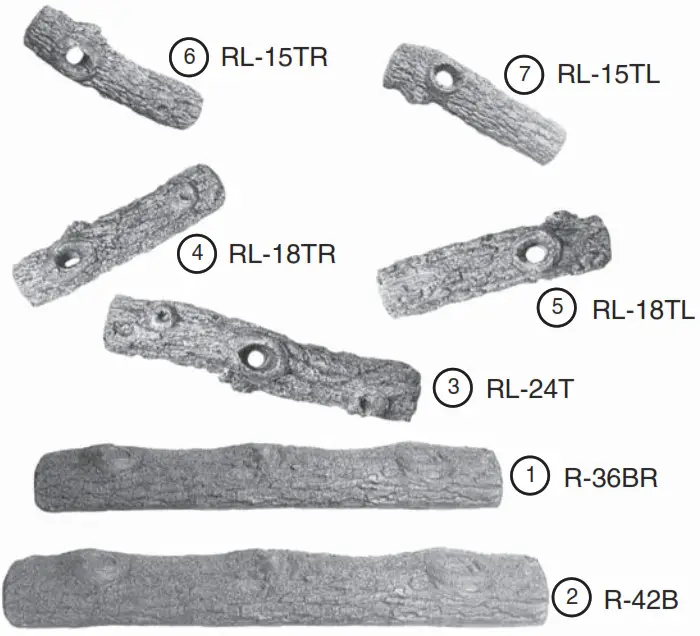realfyre R-24 24 Inch Peterson Real Fyre Vented Golden Oak Gas Logs R-42 parts list