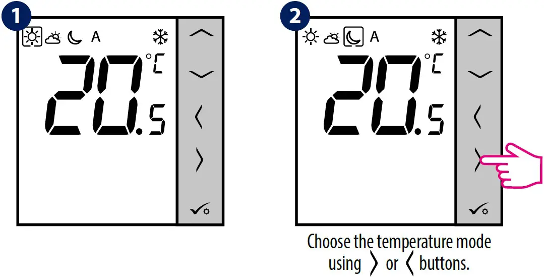 Manual mode - temperature settings