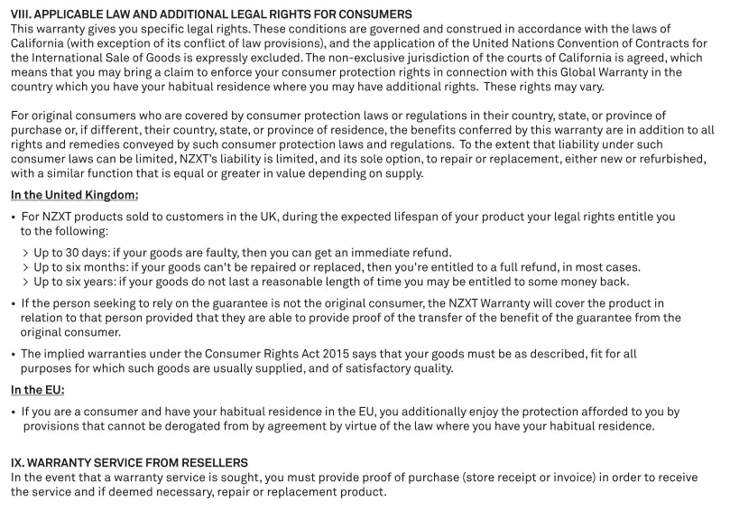 Nzxt Premium Compact Mid-Tower ATX Case [H510 Elite] User Manual - NZXT Global Warranty Policy 3