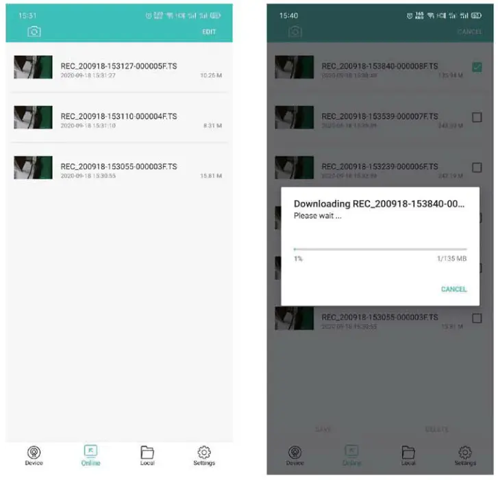 VSYSTO B6 Motorcycle Dash Cam - Download or Delete DVR Files