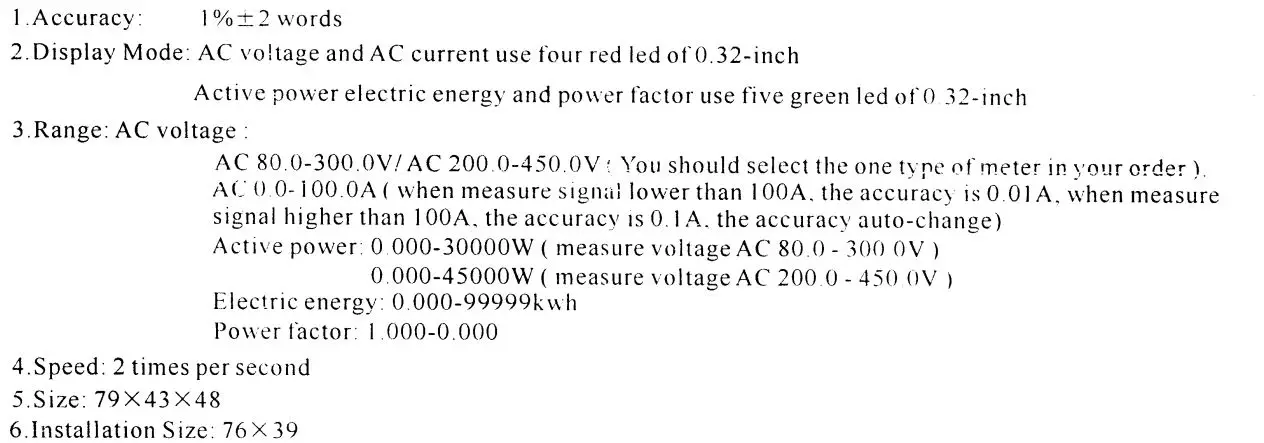 casa SPMOOI Multi-Function Digital Meter - Technical indicators