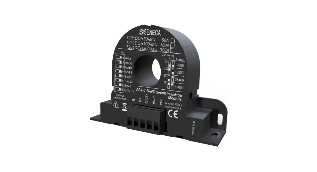 Seneca T201dch50-mu Ac/dc True Rms Or Dc Bipolar Current Transformer User Manual Seneca T201dch50-mu Ac/dc True Rms Or Dc Bipolar Current Transformer User Manual