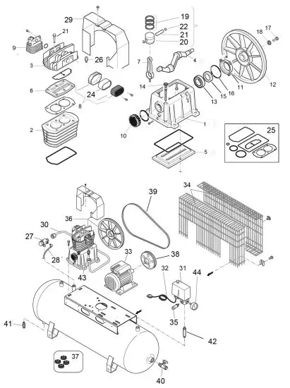 AIRMASTER 18 150L Belt Driven Air Compressor - PARTS