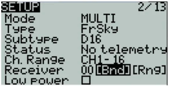 RADiOMASTER CC2500 Zorro Radio Controller - protocol selection