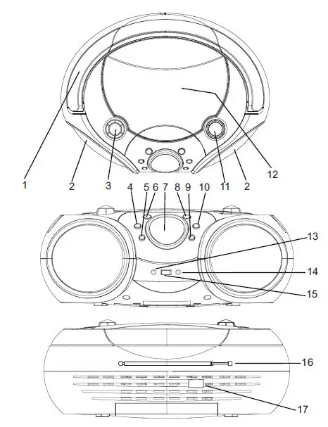 SINGING WOOD SBX030BTL 030B Portable CD Player Boombox with Bluetooth for Home AM FM Stereo Radi-1