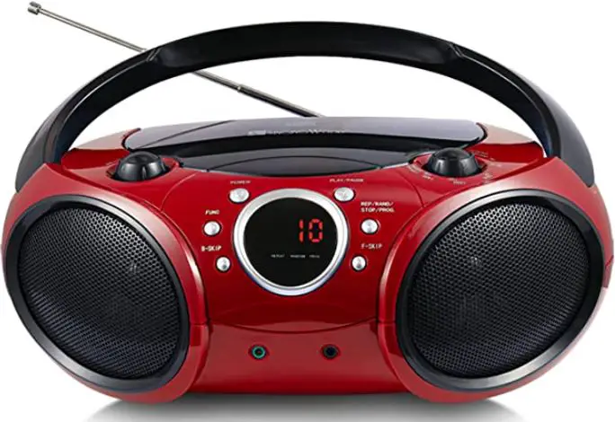 SINGING WOOD SBX030BTL 030B Portable CD Player Boombox with Bluetooth for Home AM FM Stereo Radio