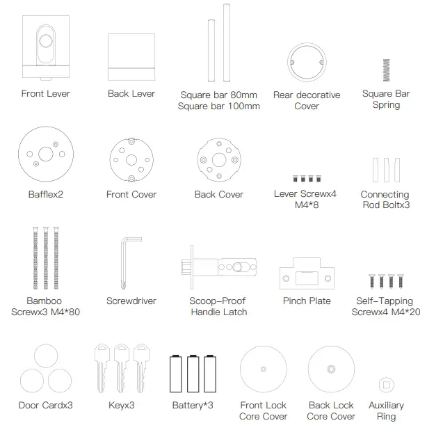 YEEUU S1 Cool Smart Door Lock - Product Accessories Diagram
