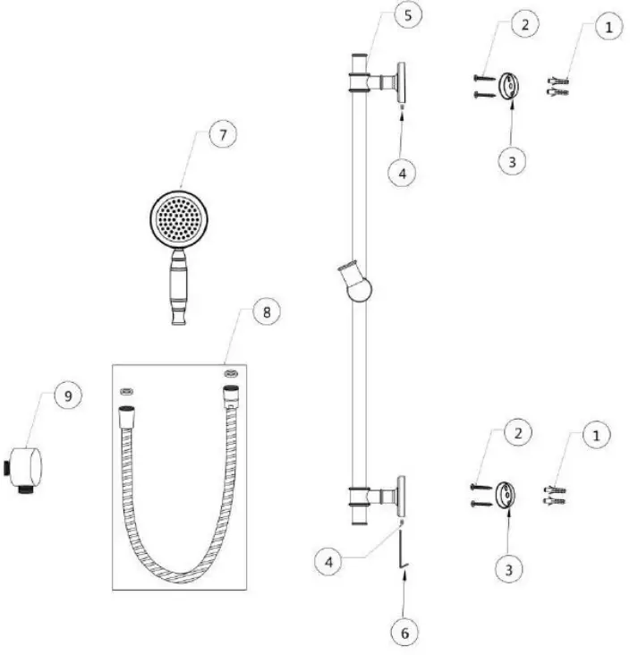 Better Bathroom BeBa 27718 Camden Slide Rail Kit - Diagrams