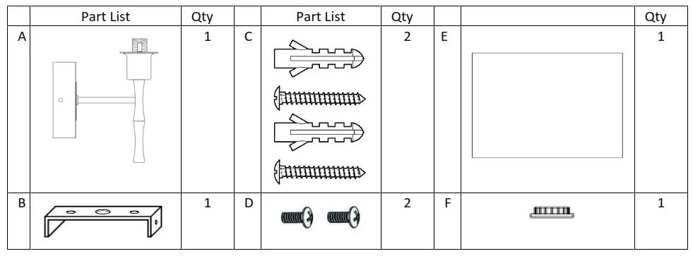 Johan Lewis Bamboo Wall Lt - Parts list