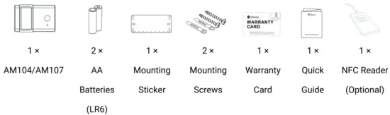 Milesight AM100 Series LoRaWAN Motion and Light Intensity Sensor - Packing List