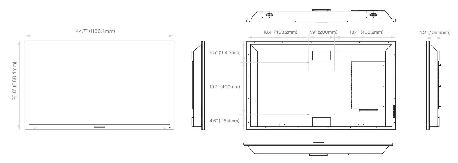 49 Furrion Aurora™ Full Shade 4K LED Outdoor TV Owner’s Manual - Product Dimensions