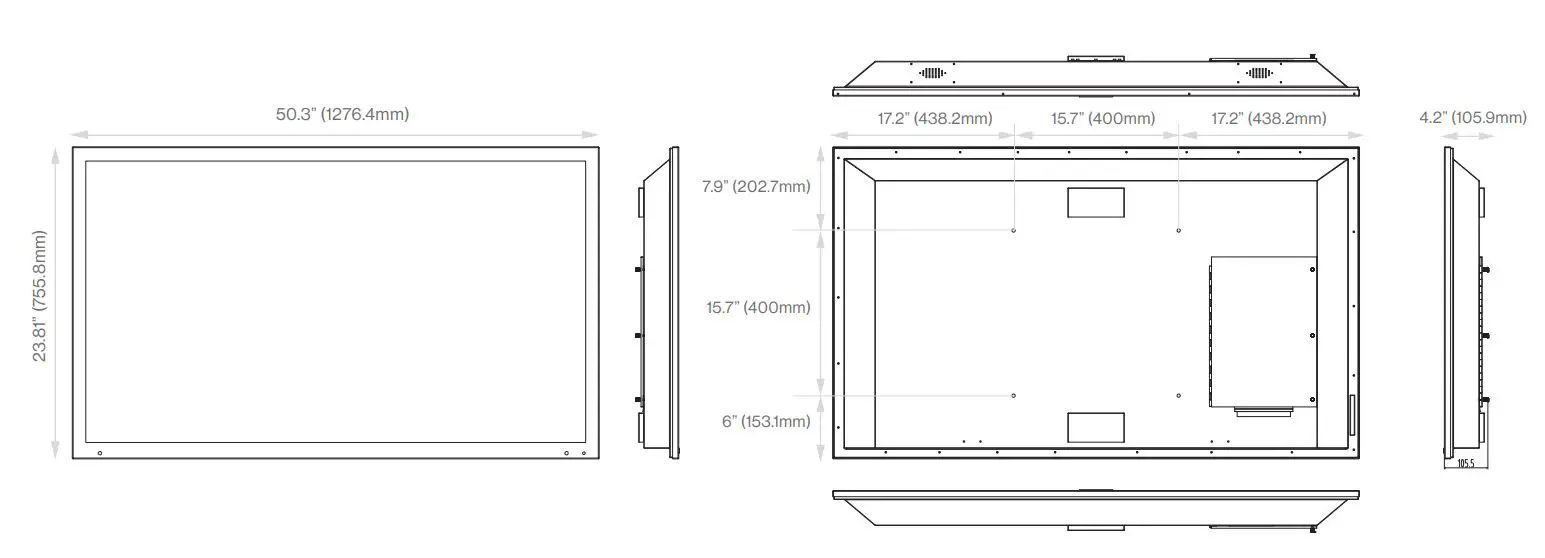 55 Furrion Aurora™ Full Shade 4K LED Outdoor TV Owner’s Manual - Product Dimensions
