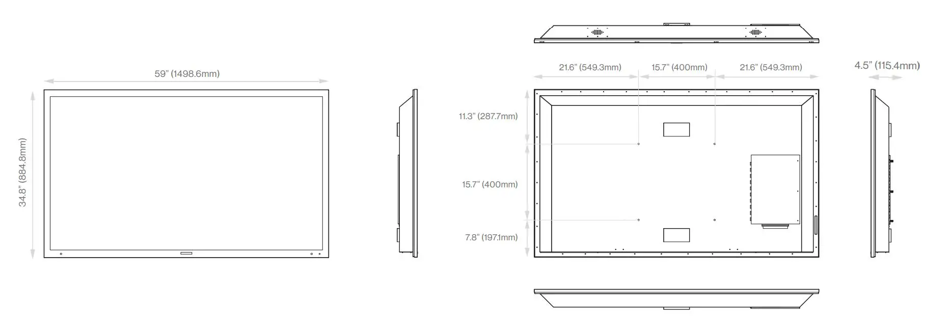 FURRION 65” Aurora Full Shade 4K LED Outdoor TV Owner’s Manual - Product Dimensions