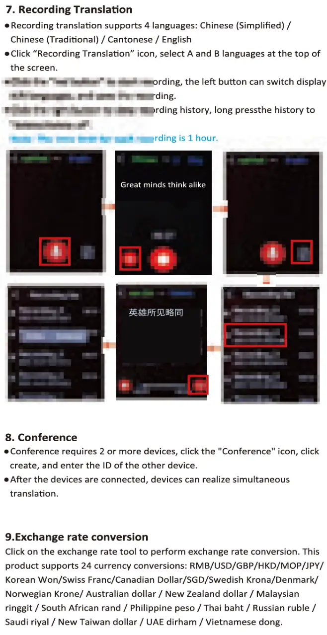 INTELVOICE T10 AI Language Translator Device - Operation Guide 5