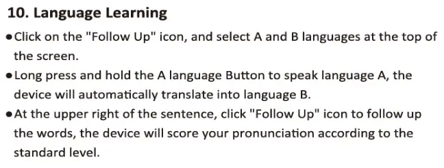 INTELVOICE T10 AI Language Translator Device - Operation Guide 6