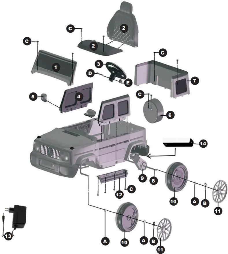 JAMARA 460640 Ride On Mercedes AMG G63 Vehicle- Parts