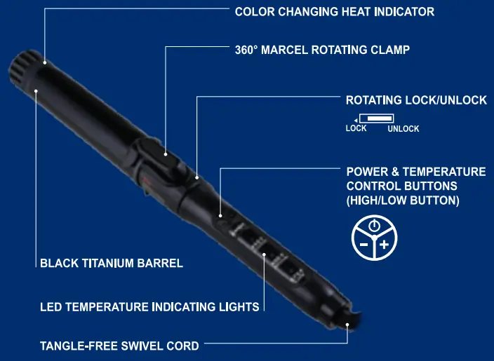 CORC HYBRD Curling Iron - NAME OF PARTS