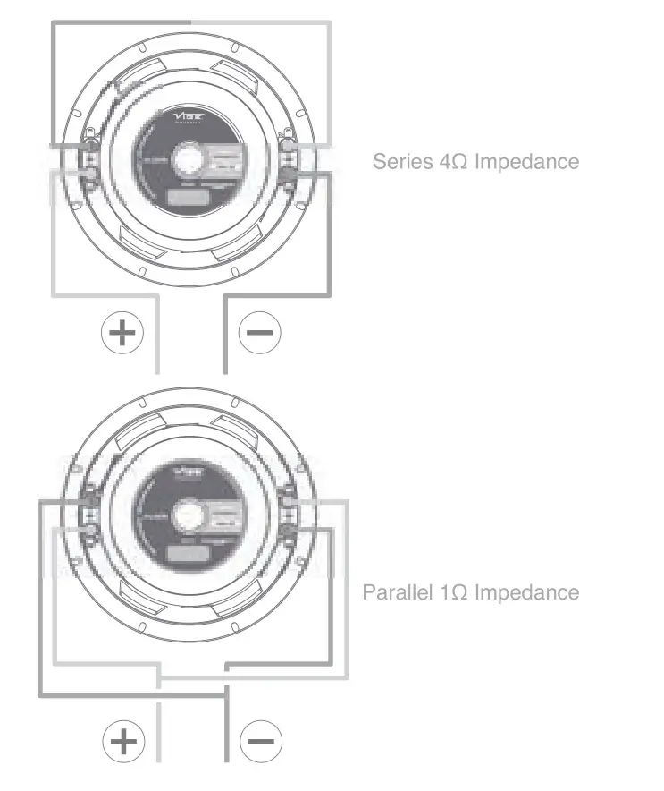 VIBE AUDIO SLICK8D2-V0 8 Inch 1350 Watts Max Subwoofer - Wiring Connections