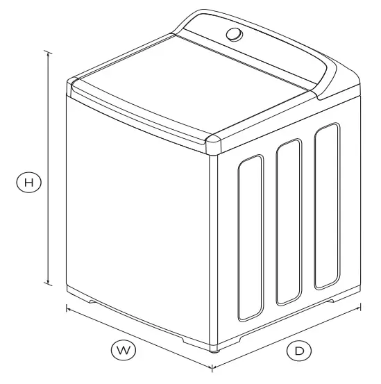FISHER PAYKEL WA1068G2 10kg Top Loader Washing Machine - DIMENSIONS