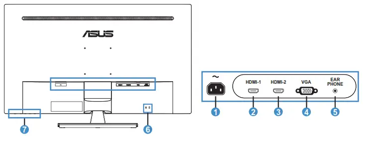 ASUS VA329HE LCD Monitor - connects