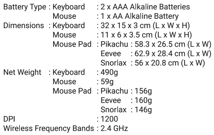 thecoopidea CP KB01 TAPPY Wireless Keyboard Set Hello Kitty - Specifications