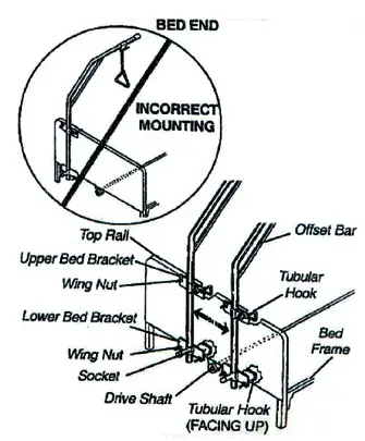 MEDLINE MDS80615T Trapeze Bed Mount Kit Trapeze Base - ATTACHING TRAPEZE TO FLOOR BEDBASE END