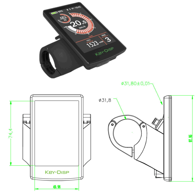 KeyDisp KD718 Intelligent Colored LCD for Ebike - Fig
