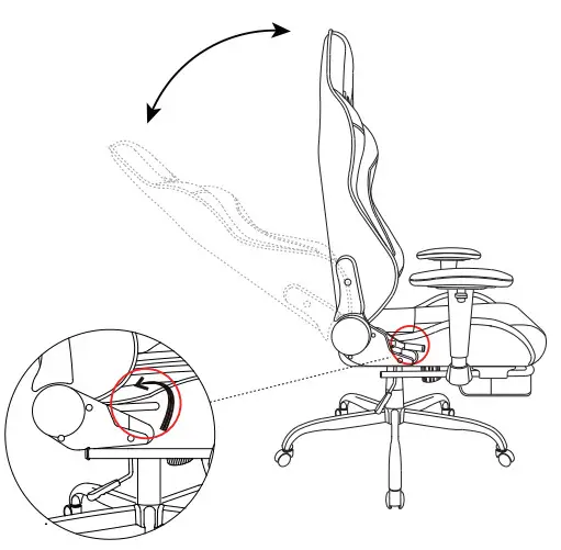 KCREAM 8522 Gaming Chair - Backrest Recline
