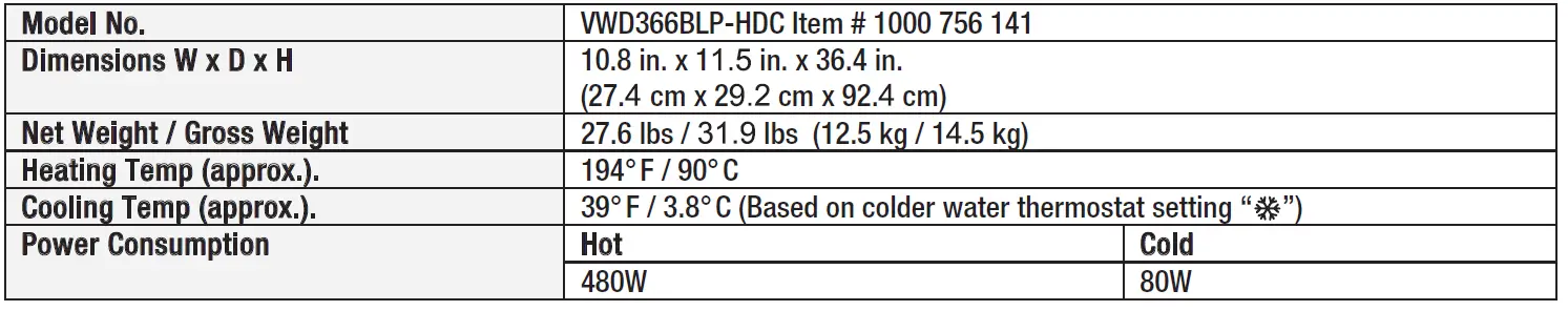 GLACIER BAY-VWD366BLP-HDC-High-Efficiency-Water-Dispenser-FIG- 14