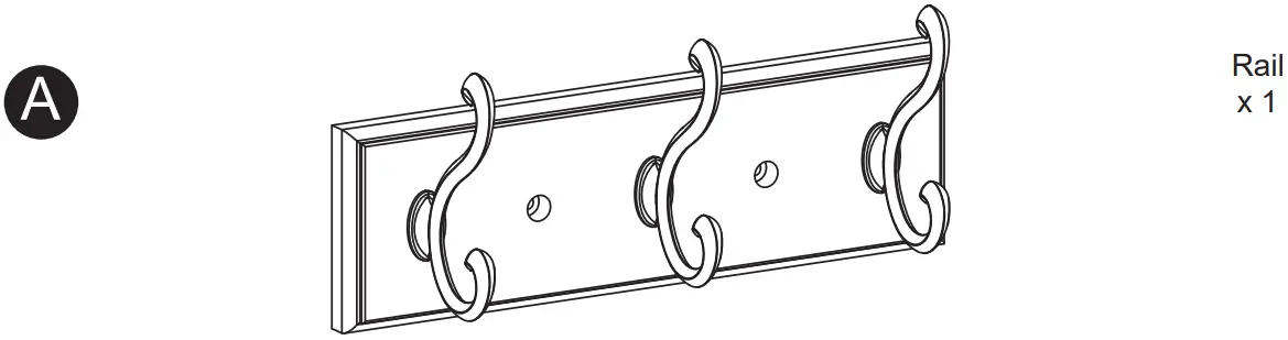 allen plus roth 46142TNXLG 46142PHXLG 10 Inch 3 Hook Rail - PACKAGE CONTENTS