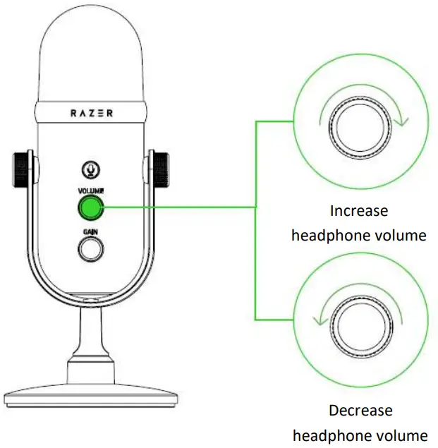 RAZER Seiren V2 Pro Professional Grade USB Microphone - HEADPHONE VOLUME