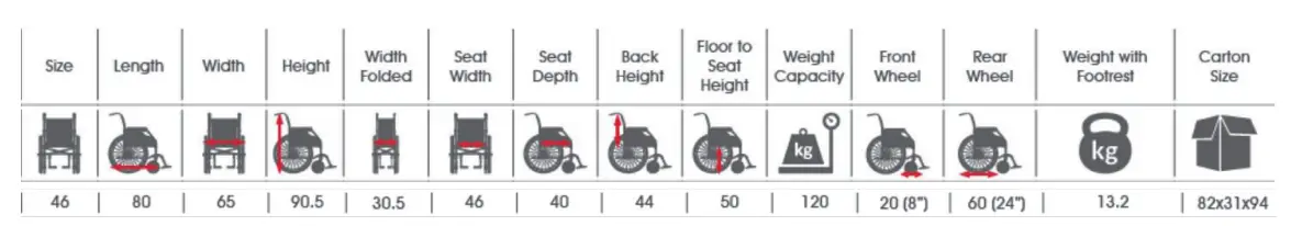 GIMA 46 CM Classic Aluminium Wheelchair