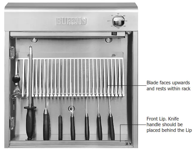 BUFFALO DB162 UV Knife Steriliser 14 Knife Capacity -Operation