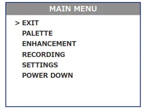 FLIRBREACH Multifunctional Thermal Imaging Monocular - MAIN MENU