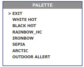 FLIRBREACH Multifunctional Thermal Imaging Monocular - PALETTE MENU