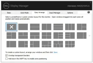 DELL Alienware AW2521HFLA Display Manager -Easy Arrange