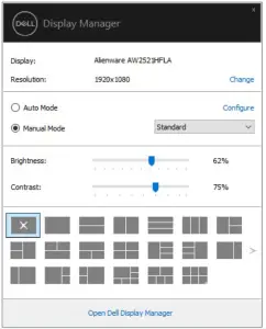 DELL Alienware AW2521HFLA Display Manager - dialog box