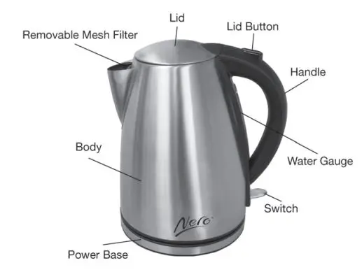 Nero 740088 Urban 1.7 Litre Kettle Stainless Steel Instruction Manual - Product Overview