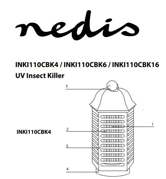 nedis INKI110CBK4 UV Mosquito Stop Light Trap Insect Killer Instructions